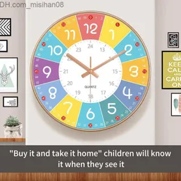 Wall Clocks 8/10/12 inch children's clock silent wall clock hour minute second cognitive color clock children's early education assistant Z230711