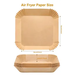 3000 st/lot Air Fryer engångspappersfoder Non-stick Air Fryer Liners Fyrkantiga 6,3 tum Oljetätt vattentätt pergamentpapper