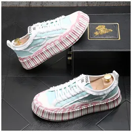 Été tendance luxe hommes chaussures de course doodle chaussures en toile épissure blanc fond épais Designer baskets Hip Hop décontracté appartements Zapatillas