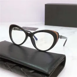 Sunglasses 2023 New High Quality The same small fragrance cat eye glasses women large face black frame flat lens for myopia can be matched with lenses ch3405