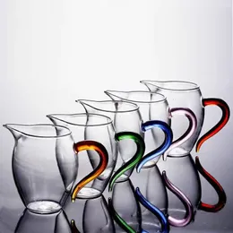 Tesilar 6 färger Glas Fair Cup Förtjockning Kungfu Set Hög Borosilikat Transparent Distributör Tekopp Dropship 230710