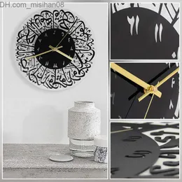 Zegary ścienne Lustro akrylowe dekoracyjny zegar Islamska kaligrafia Eid al-Fitr dekoracyjny zegar ścienny 3D cichy kwarcowy zegar ścienny home decoration wahadło Z230710