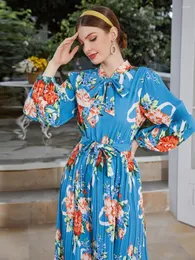 Etniska Kläder Vintage Tryckt Klänning Eleganta Klänningar Dam Abayas Kaftans Turkiet Modest Arabic