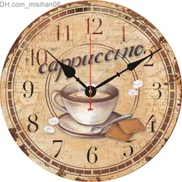 Zegary ścienne antyczne zegar ścienny sklep kawy kawa cappuccino kawa drewniana cisza sofa Z230710