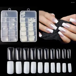 Falska naglar 100 st/förpackad Naturlig färg Transparent Semi-stick falska nagelplåster Fransk akryl spets manikyr FR#2