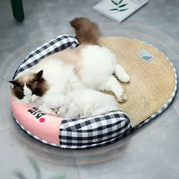 ペット冷却パッドペット夏睡眠ベッド犬猫用居心地の良い枕付き取り外し可能洗える屋内犬冷却マット猫床パッド