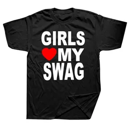 Men's T-Shirts GIRLS LOVE MY SWAG Funny Vintage Cotton Summer Men's Novelty Streetwear T-Shirt Women Casual Streetwear EU Size Top Tee 230710