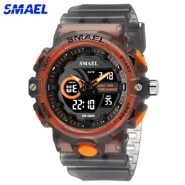 SMAEL Mode Sport Polshorloges voor Heren Militaire Leger Dual Display Quartz Horloges Led Elektronische Klok Mannelijke Stopwatch