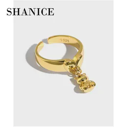 With Side Stones SHANICE Korean S925 sterling silver open ring ins cute cartoon mini bear doll female all match Anillo For Lady Women Christmas 230710
