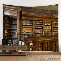 Tapestries Retro Bookshelf Tapestry Full Book Wall Hanging Literature and Art Theme Tapestry Mystery Library Tapestry Library Bedroom Decor R230710
