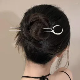 Grampos de cabelo simples em forma de U Disco Vintage Lua crescente Varas de cabelo femininas Chinês Pauzinho Acessórios de cabeça Acessórios de joias