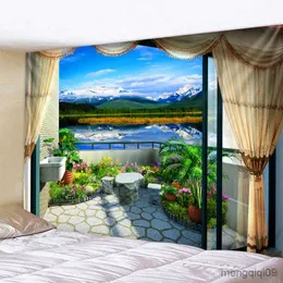 المنسوجات المناظر الطبيعية مشهد جدار شنقا نسيج جدار جدار السجاد الخلفية الفوتوغرافية غرفة المعيشة بطانية R230710
