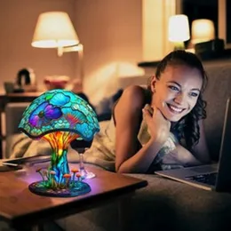 Decorative Objects Figurines Dropshopping home decoration colorful Mushroom table lamp desktop Creative canvas ornaments lamp 230710