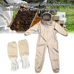 Other Garden Supplies Full Body Beekeeping Professional Ventilated Bee Keeping Suit With Leather Glove Beeproof Protective Clothing Farm Safety Outfit 230707