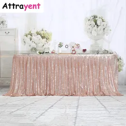 Table Skirt Beige Gold Sequin Tables Cloth Birthday Party Wedding Christmas Accessories Sweets Decoration Festival Deco 230710