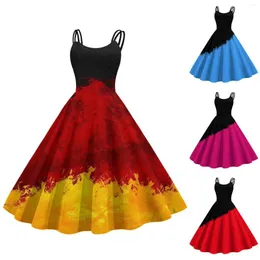 Casual Dresses Fashion For Women Sleeveless Knee Length Retro A Line Flared Swing Formal Prom Party Vintage Cocktail Dress