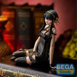 Action Toy Figures Pre-sale Genuine Figure 9CM Anime SPYFAMILY Yor Forger Princess Of Thorns Sexy Black Dress Sitting Model Dolls Toy Gift Collect