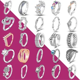 925 Sterling Silver New Fashion damski pierścionek nieskończony kwiat księżniczka nowy pierścionek w kształcie serca odpowiedni dla oryginalnej Pandory, specjalny prezent dla kobiet