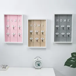 Bathroom Shelves Wall Mounted Key Holder Wooden Organizer Hanger With 6 Hook Decorative Minimalist 230710