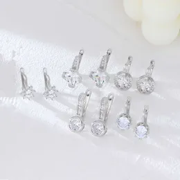 Dangle Earringdrop Drop Earring Söta brudörhängen Cubic Zircon Flower Accessoarer Vitguld Bröllop Brud Cubic Zirconia Piercing Ear Ring Smycken Partihandel