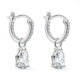 Dangle Earrings Classic 925 Silver Needle Water Drop Shaped Cubic Zirconia Crystal Bridal Wedding Jewelry For Brides Bridesmaid
