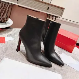 Luxury Womens Banana heel boots Crystal Calf leather Sexy Fashion Martin Boot Platform Fashion shoes size 34-44