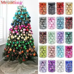 24/34pcs Glitter Christmas Tree Balls Xmas Party Hanging Ornaments Decorazioni natalizie per la casa Kerst Decoratie Bolas Navidad L230626