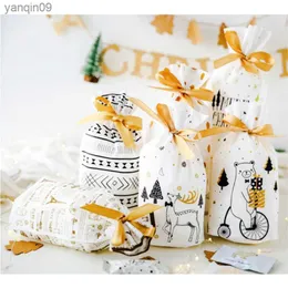 Sac cadeau de Noël sac de bonbons de Noël sac de cordon de fête de mariage décorations de Noël pour la maison nouvel an 2021 présente L230626