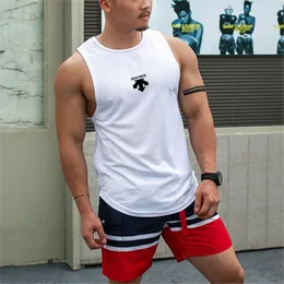 Men's Tank Tops Men's Gym Fitness Casual Arc Hem Slim Elastic Tank Top Outdoor Running Sleeveless Vest Breathable Comfortable Training Clothes 230710