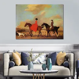 Hög kvalitet George Stubbs måla häst Canvaskonst John och Sophia Musters Ridning Handgjorda klassiska landskapskonstverk