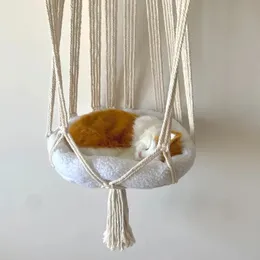 Hamac pour chien chat, hamac pour chat tricoté à la main pour chats d'intérieur, panier de couchage pour chat