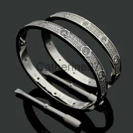 Bangle Titanium Steel 3 Row Full Diamond Bracelet Fashion Women Men Chirstmas Bangle Bracelets Distance Jewelry Gift with velvet bag J0710