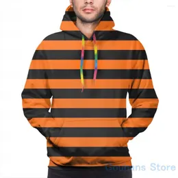 Luvtröjor för män Herrtröja för kvinnor Roliga svarta och orangea ränder Tryck Casual Hoodie Streatwear