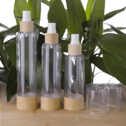 Bambu Vacuum Airless Pump Sprayflaskor 20ml 50ml 100ml 120ml Flytande Makeup Vatten Förpackningsflaskor 100st/lot SN135 Axweo