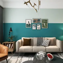 Duvar Kağıtları Modern Basit Dokuma Olmayan Mavi Yeşil Renk Kontrast Yatak Odası Oturma Odası Duvar Kağıdı Hafif Canan INS Tarzı Katı Arka Plan