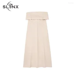 Robes décontractées SLTNX pour femmes 2023 robe longue femme Chic élégant dos nu Sexy a-ligne dames en vêtements