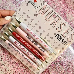 Ballpoint Pens 5pcs Valentines Day Fun Nurse Pen مجموعة أسود الحبر التمريض 230707