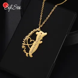 Pendant Necklaces Sifisrri Personalized Custom Hedgehog Engrave Name Necklace for Women Stainless Steel Choker Solid Chains Unisex Jewelry Gift 230710