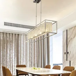Chandeliers Rectangle Modern Crystal Chandelier For Dining Room Luxury Kitchen Island LED Home Decoration Lighting