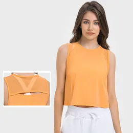 L-050 Tank Tops Back Hollow Sleeveless Shirts Quick-Drying Yoga Tops Casual Sweatshirt Women Vest Breathable Smock Sexy Blouse