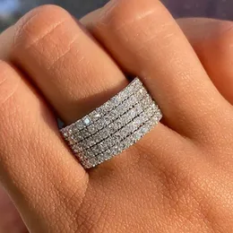 Huitan nueva moda anillos de mujer con piedra blanca CZ moda moderna compromiso bandas de boda accesorios versátil joyería femenina