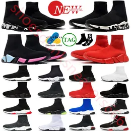 Meia de grife Sapatos de luxo sapatos casuais triplo preto branco S vermelho bege tênis esportivos meias formadores homens mulheres botas de malha botas de cano alto plataforma sapato speed trainer