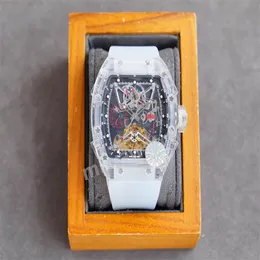 Men's Watch ZY factory produces RM56-01 Citron Mechanical movement Crystal case 50mmX42mm transparent rubber strap folding buckle