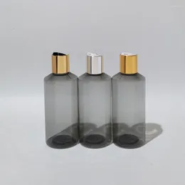 Storage Bottles 30pc 200ml Empty Gray Plastic Lotion Container With Gold Aluminium Disc Cap PET Bottle For Skin Care Travel Packaging Shower