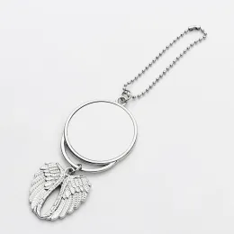 DHL Fast Christmas Decorations Heat Transfer Printing Sublimation Blanks Circular Angel Wing Car Photos Frame Ornament Pendant 0710