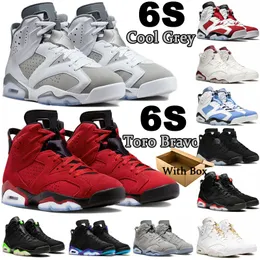 Box With Jumpman 6 6s Mens Basketball shoes Toro Bravo Aqua Cool Grey Metallic Silver UNC Red Oreo Olive Black Infrared Electric men trainer sports sneakers Eur 36-47