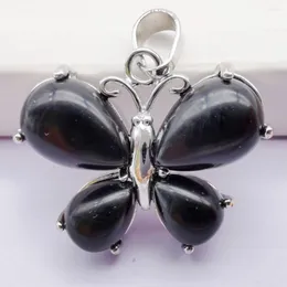 Pendant Necklaces Natural Black Agate Stone Bead GEM Butterfly Animal Jewelry S245