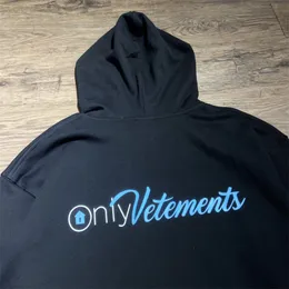 Mens Hoodies 스웨트 셔츠 고품질 VTM Vetements 전용 남성 여성 1 최고 품질 대형 문자 인쇄 풀오버 체육관 230710