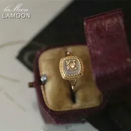 Z bocznymi kamieniami LAMOON naturalny kamień chalcedon pierścionek dla kobiet Vingate luksusowy rzeźbiony wzór 925 Sterling Silver Gold Vermeil biżuteria 230710