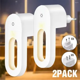 Luci notturne EU/US Plug Wall Light Socket con sensore 1/2 pezzi bianco caldo lampada a risparmio energetico per la camera dei bambini